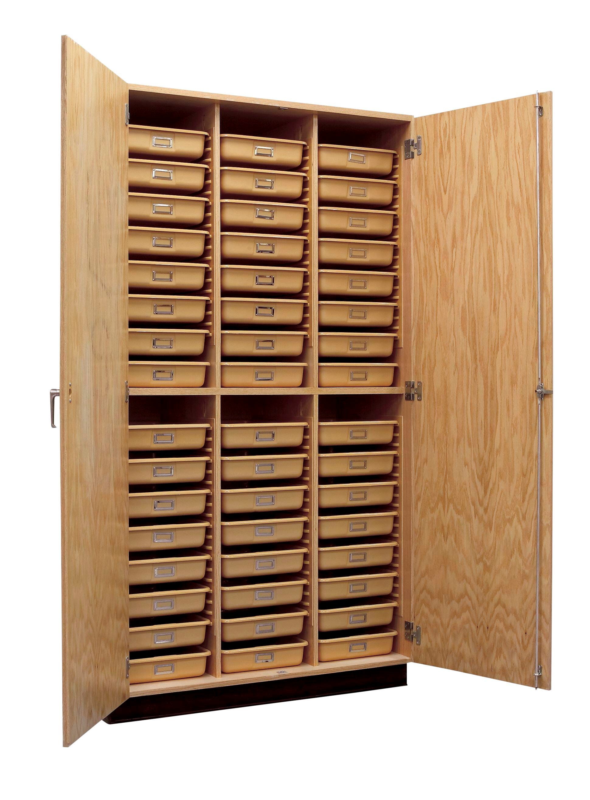 Diversified Spaces Tote Tray Storage Cabinet with Doors, 48 x 22 x 84 Inches, Oak 572410